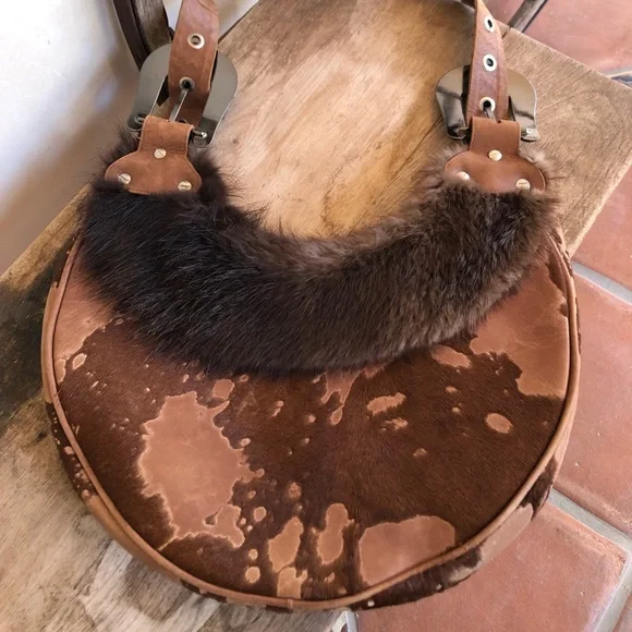 KIPPYS🇺🇸CA Handmade Steer Hide Fur Western Bag - Picture 3 of 10
